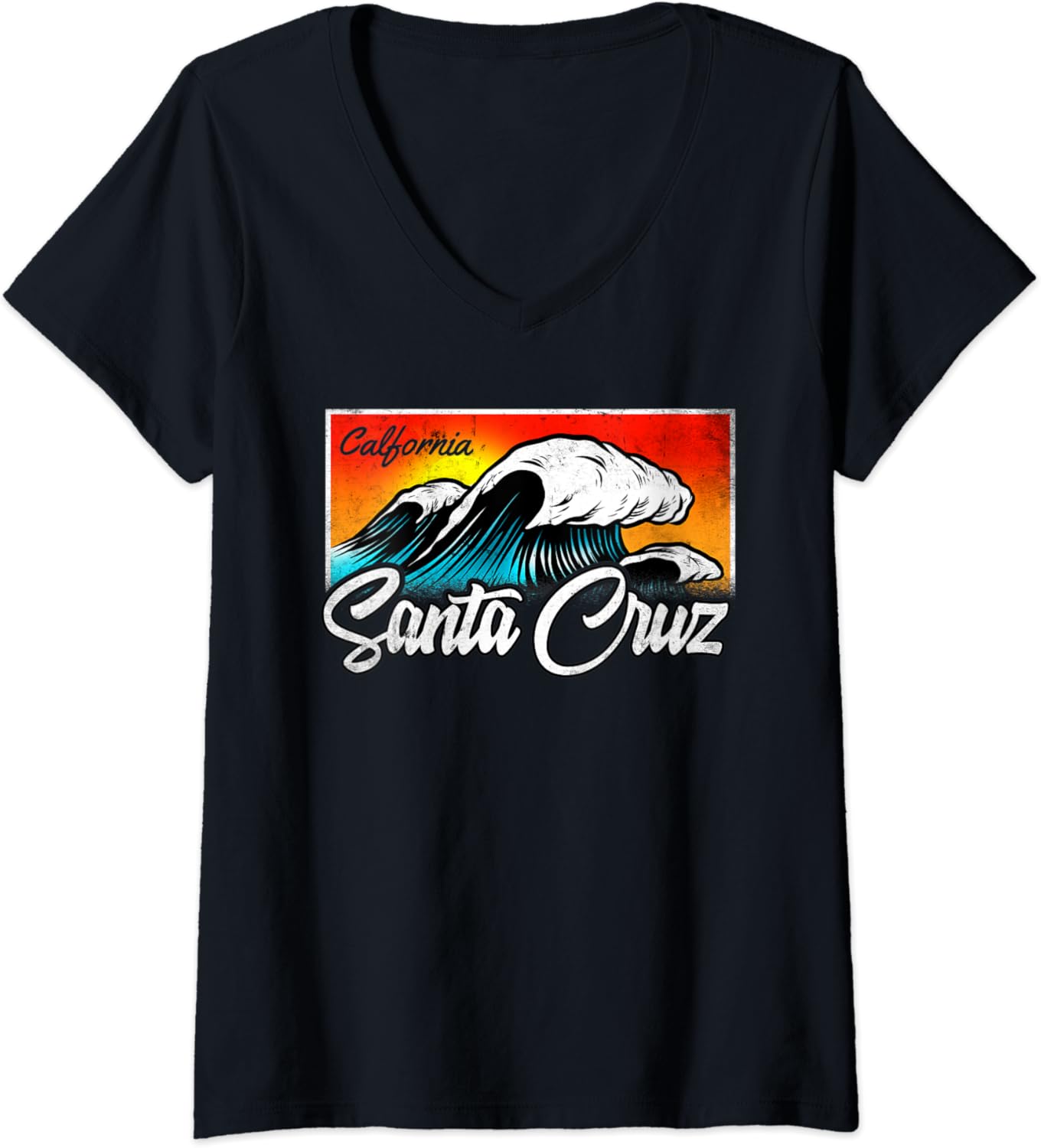 Damen Santa Cruz California vintage retro TShirt mit VAusschnitt Amazon.de Fashion